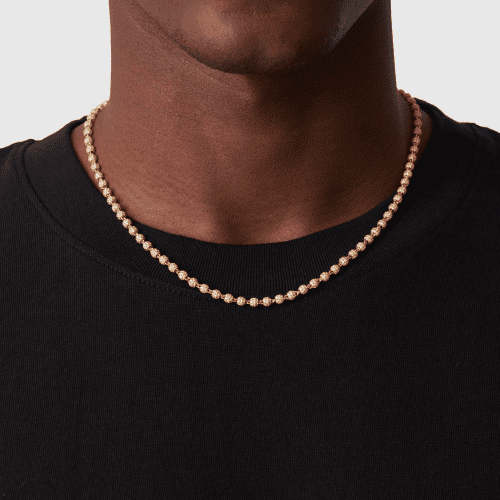 Iced Ball Pendant Necklace Gold 4mm