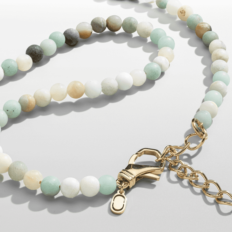 OceanBeadedNecklace Gold Clasp