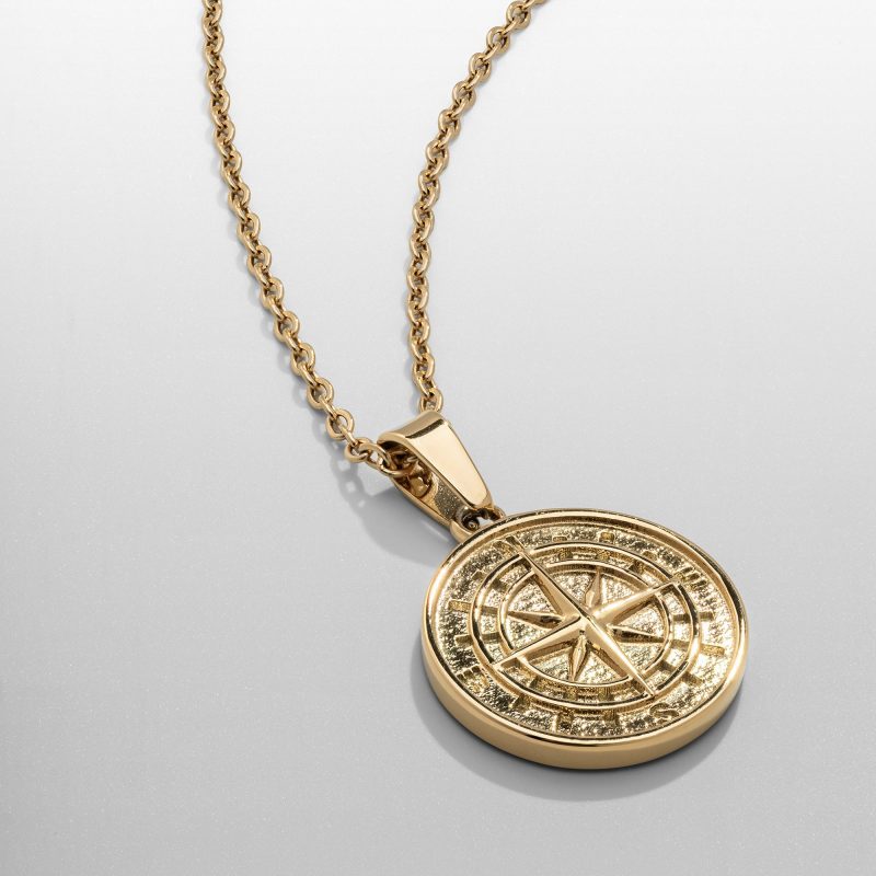 compass pendant gold